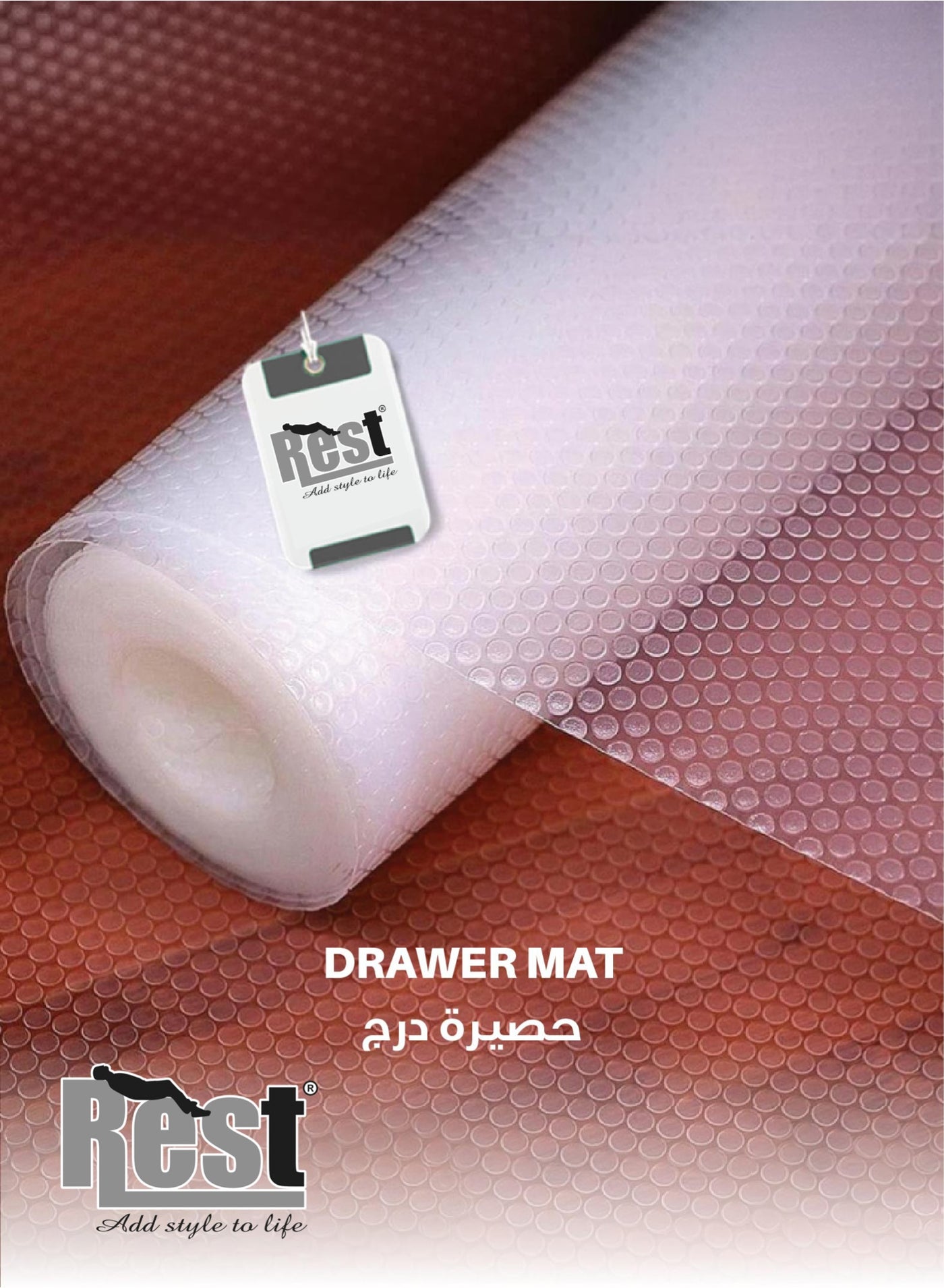 REST Shelf Liners Drawer Liner for Kitchen Cabinets Non-Adhesive Non Slip, Refrigerator Mats for Shelves, EVA Plastic Cupboard Protector, Waterproof Lining (Clear Dot, 150x45cm) Pack of 2